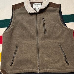 Orvis size L Sherpa brown/Cream Fleece Vest